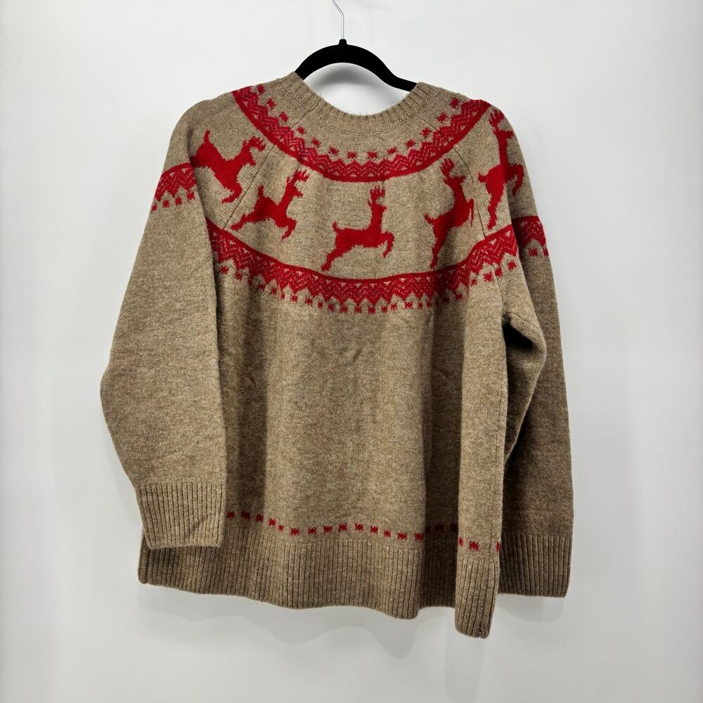 Vince Camuto Size XL Women's Christmas Sweater Reindeer Tan Red - Picture 12 of 16